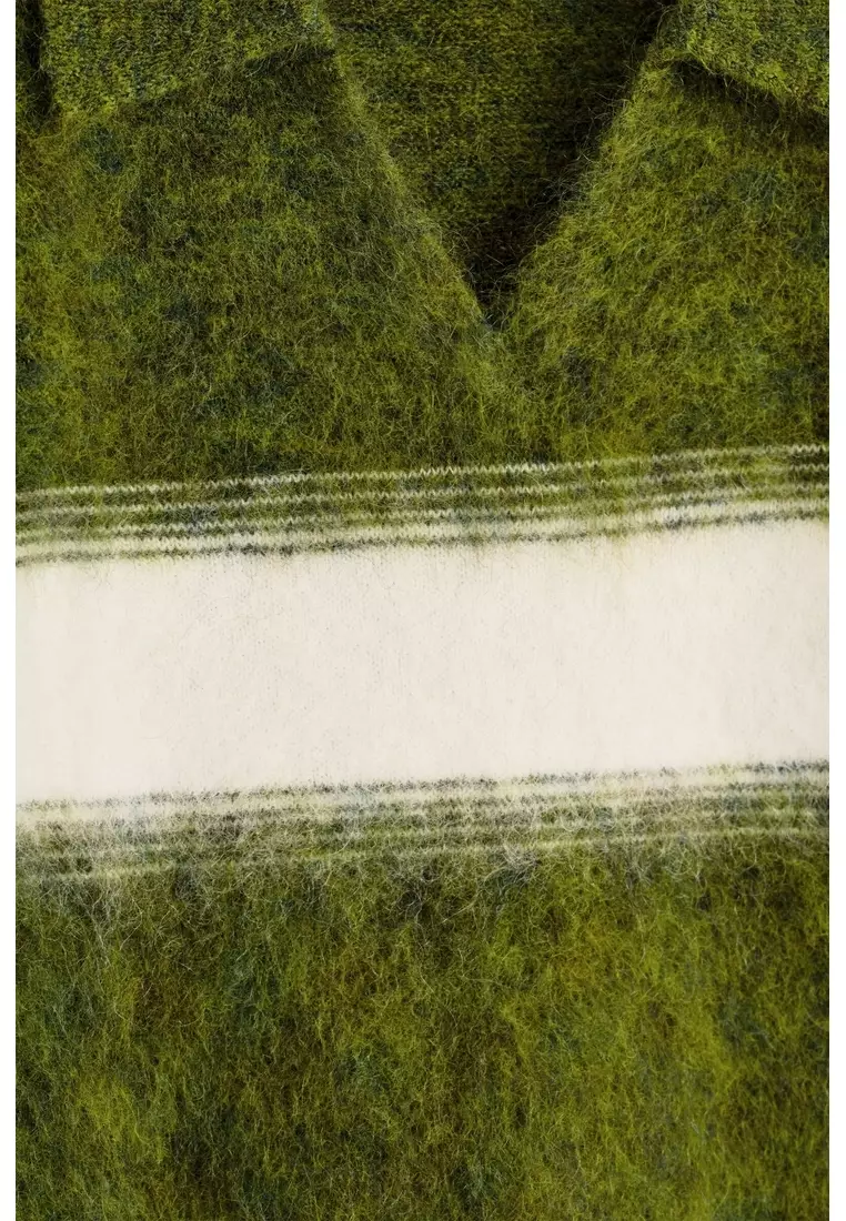 STRIPED MOHAIR-BLEND POLO JUMPER
