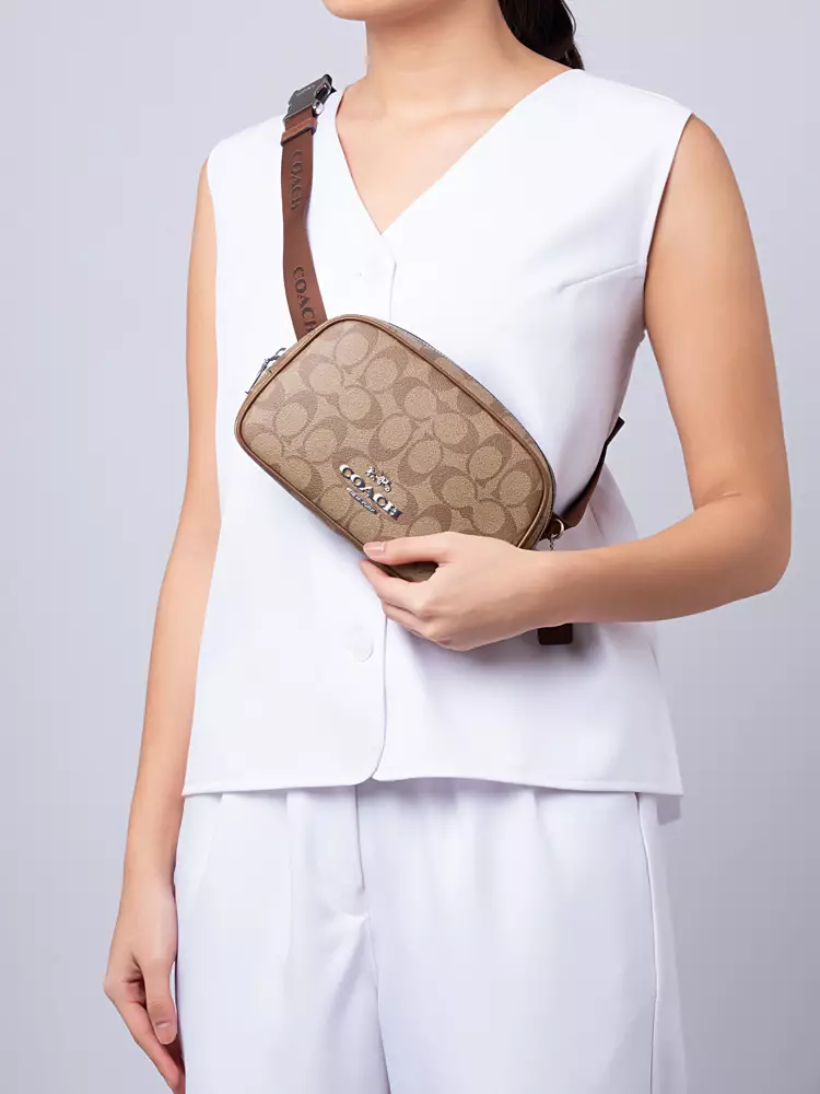 Jual Coach CR137 PACE BELT BAG IN SIGNATURE CANVAS SHW KHAKI SADDLE