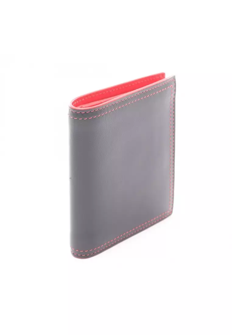 Pre-Loved CHRISTIAN LOUBOUTIN Bi-fold wallet leather black Red