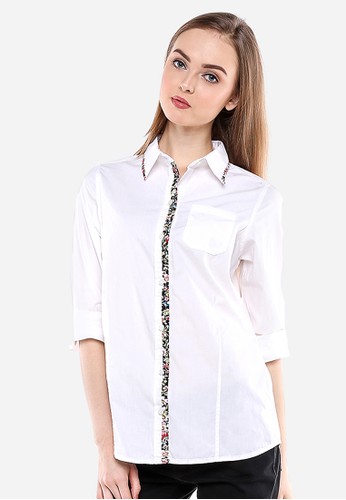 Jual Lgs Regular Fit Kemeja Wanita Putih Motif Batik Original Zalora Indonesia