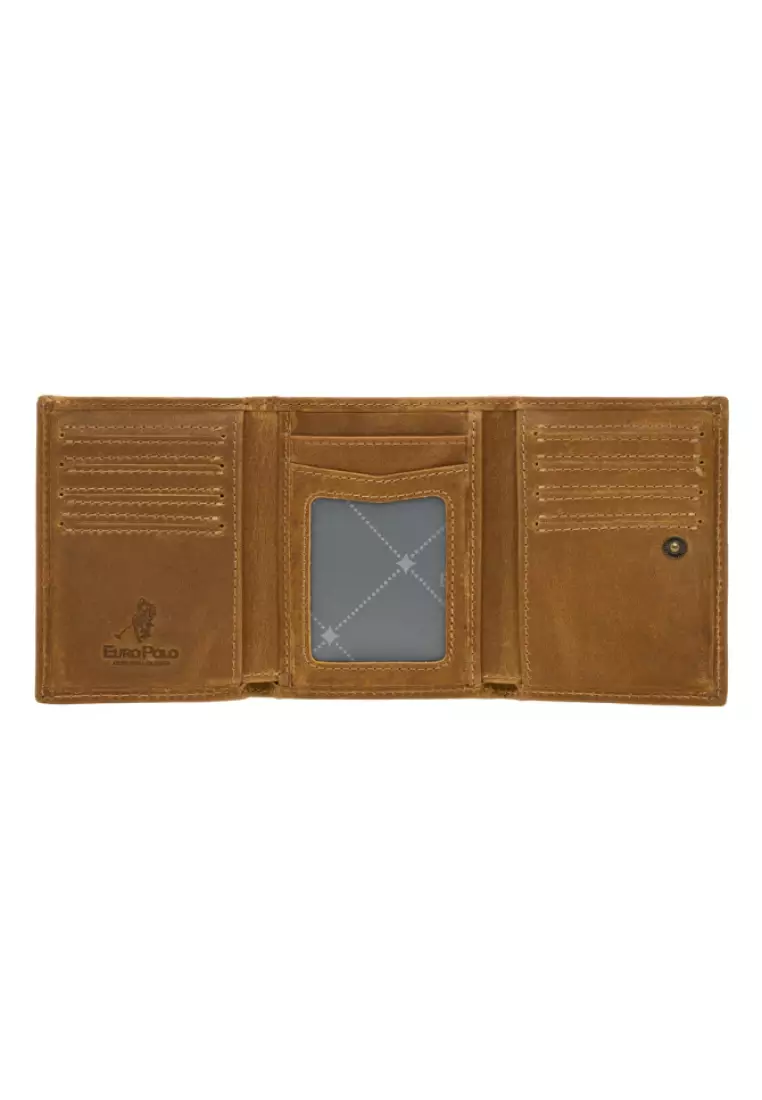 Euro Polo Men's Crazy Horse Leather Tri-Fold ID Wallet EWB 40361
