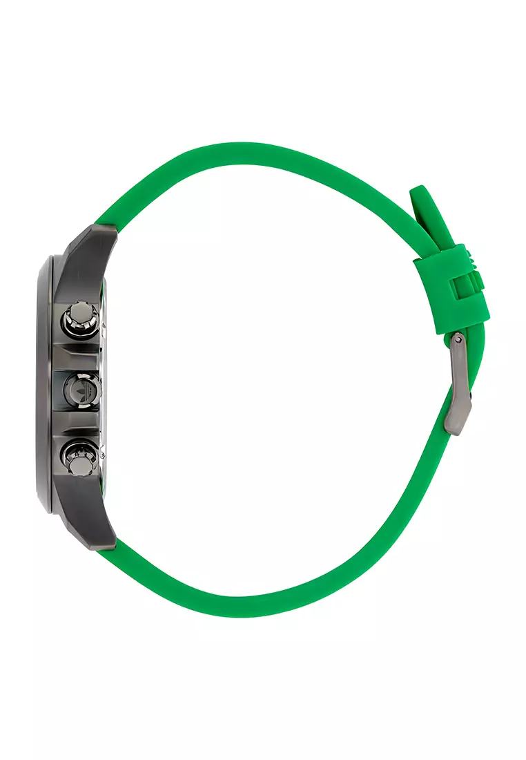 Adidas Gents Expression Two Chrono - Jam Tangan Analog Pria - Stainless Steel Case Green Silicone Strap - AOFH24522