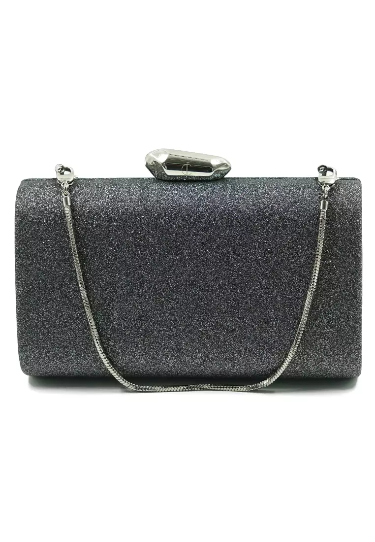 Evening Bag Pewter Glitter Clutch Bag Pewter Metallic Evening Bags