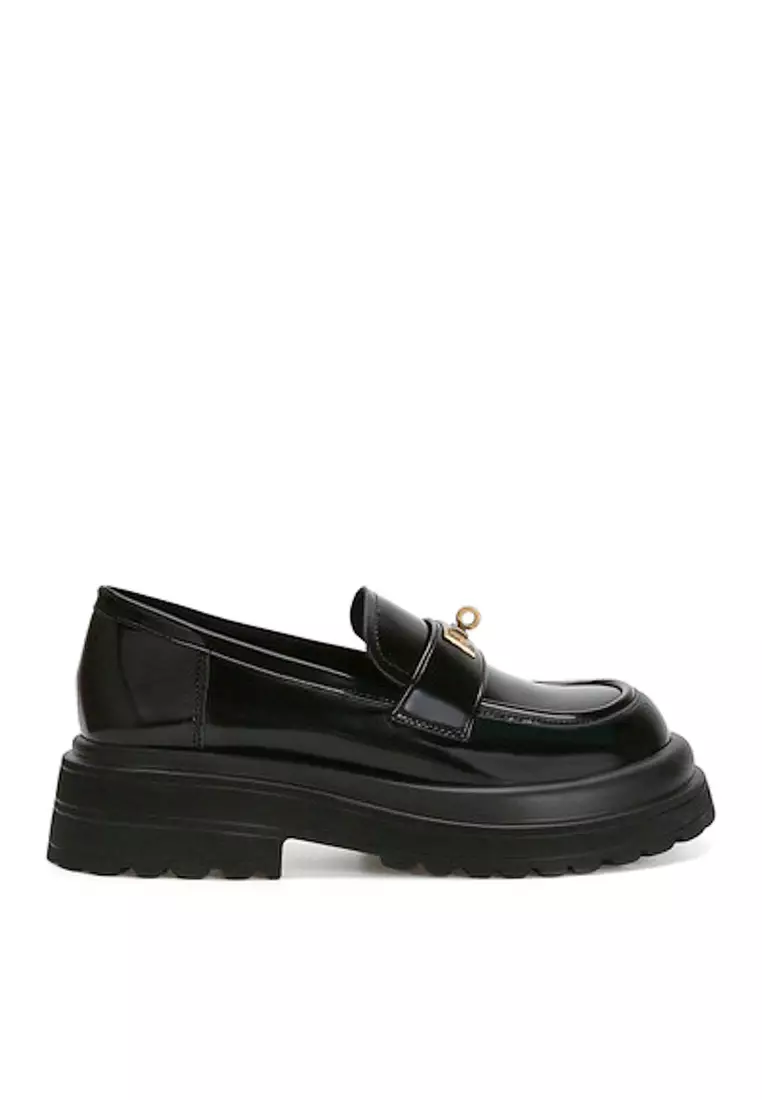 Discount on Twenty Eight Shoes  shoes - SKU: VANSA Shinny Patent Metal Buckle Loafers VSW-F2284-3