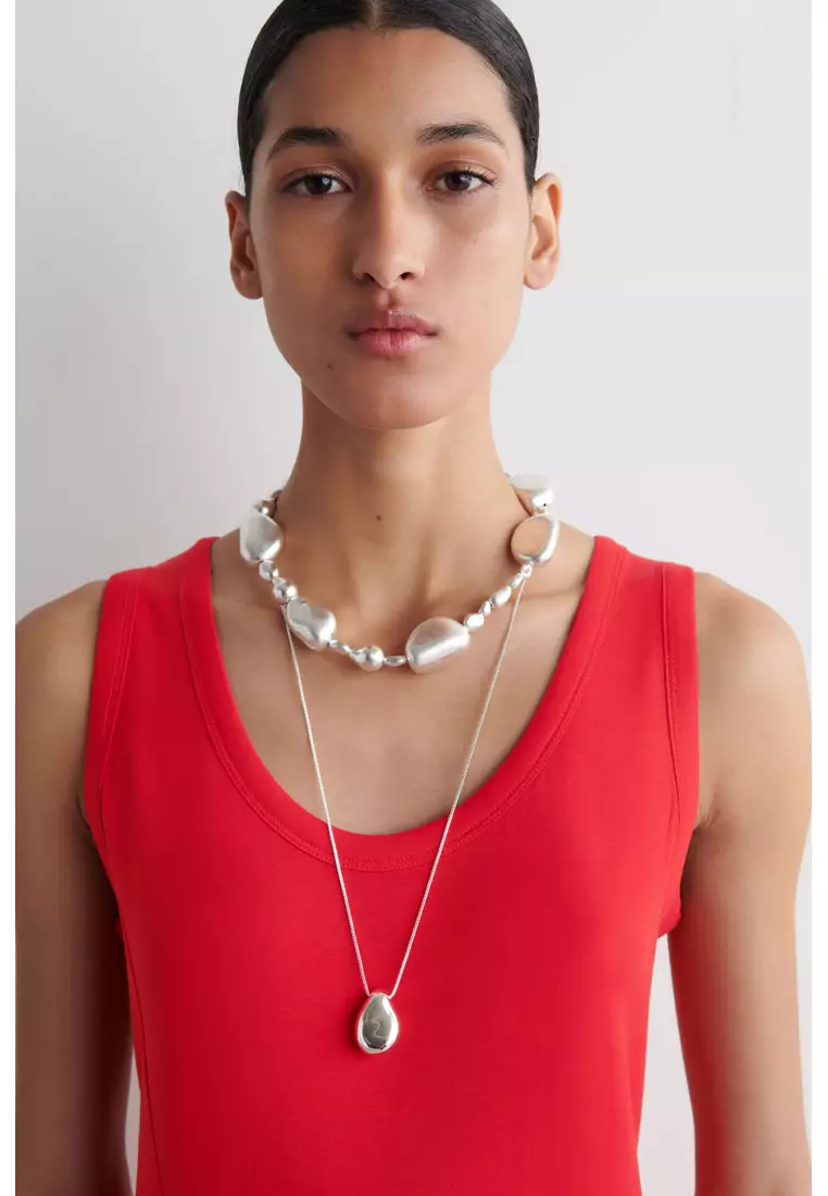 ASYMMETRIC JERSEY MIDI DRESS