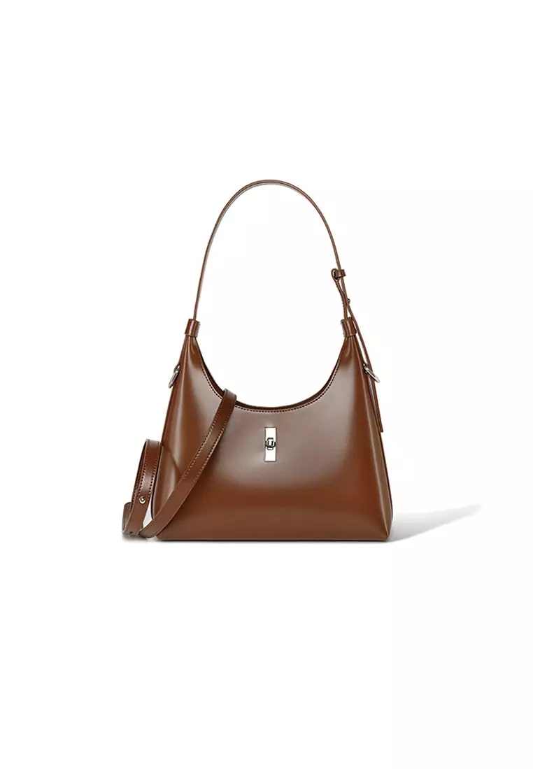 Women's Classic Cowhide Leather 2-Ways Crossbody Bags Axillary Bags