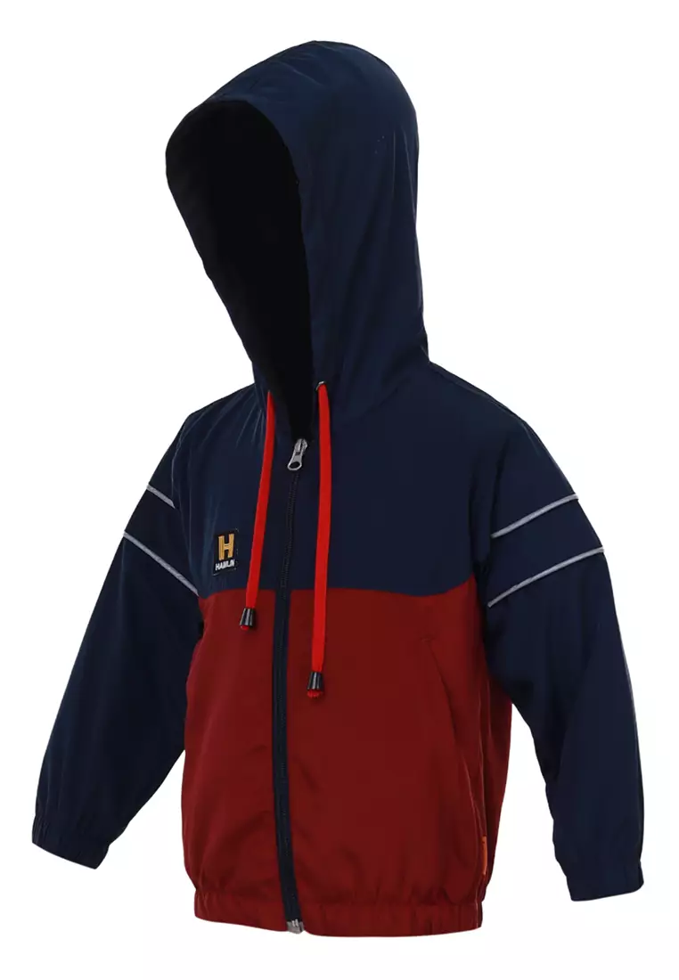 Jaren Jaket Anak Laki-laki Motif Kombinasi Warna Childrens Outerwear Material Parasut ORIGINAL - Navy Maroon