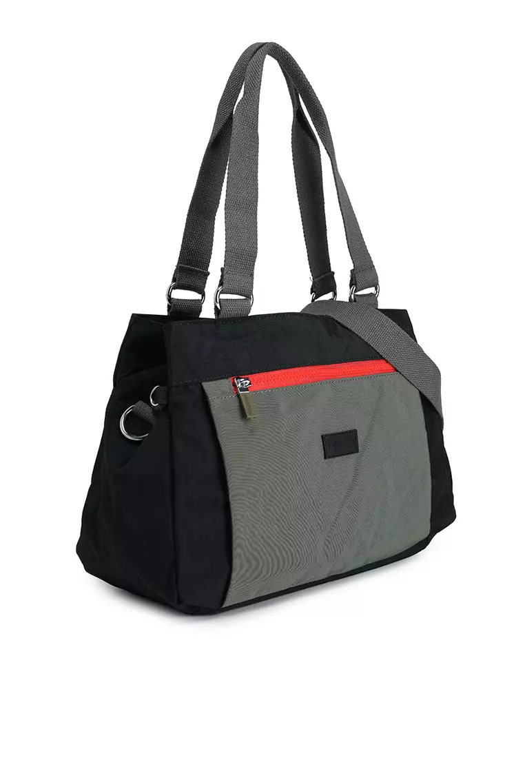Colour Block Nylon Convertible Shoulder Bag