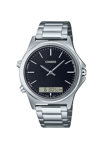 CASIO silver Casio Men's Analog-Digital Watch MTP-VC01D-1E Black Dial with Stainless Steel Band Watch for Men 461ACACC0ACFE5GS_1