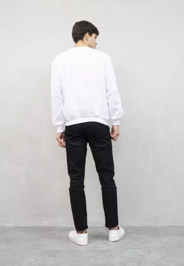 sweater basic lengan panjang baju sweater tebal putih
