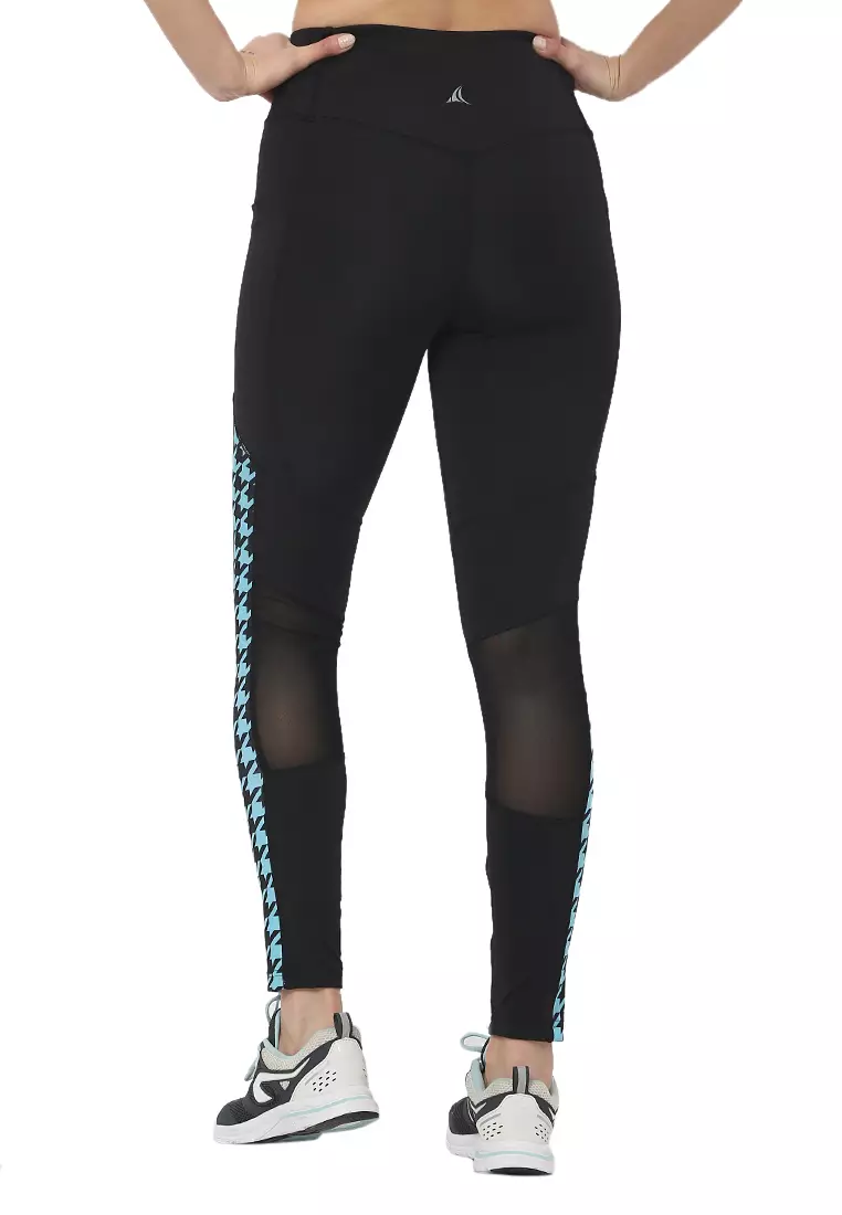 几何有氧运动/锻炼黑色紧身裤