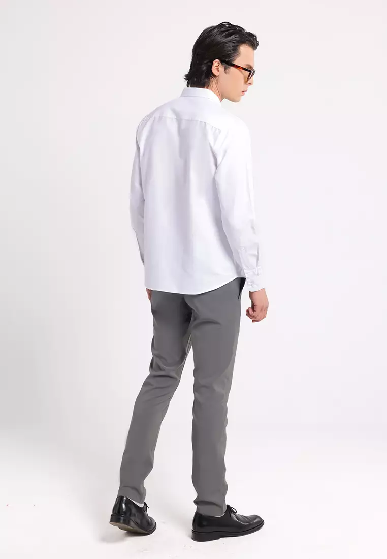 Manzone Kemeja Lengan Panjang Pria Slim Fit Foxy - White