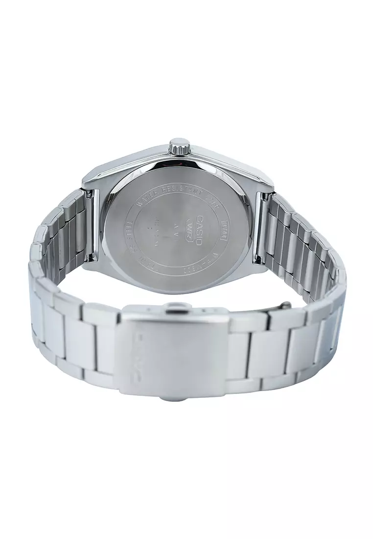 Casio Moon Phase Chronograph - Jam Tangan Analog Pria - Silver White - Stainless Steel - MTP-M300D-7AV