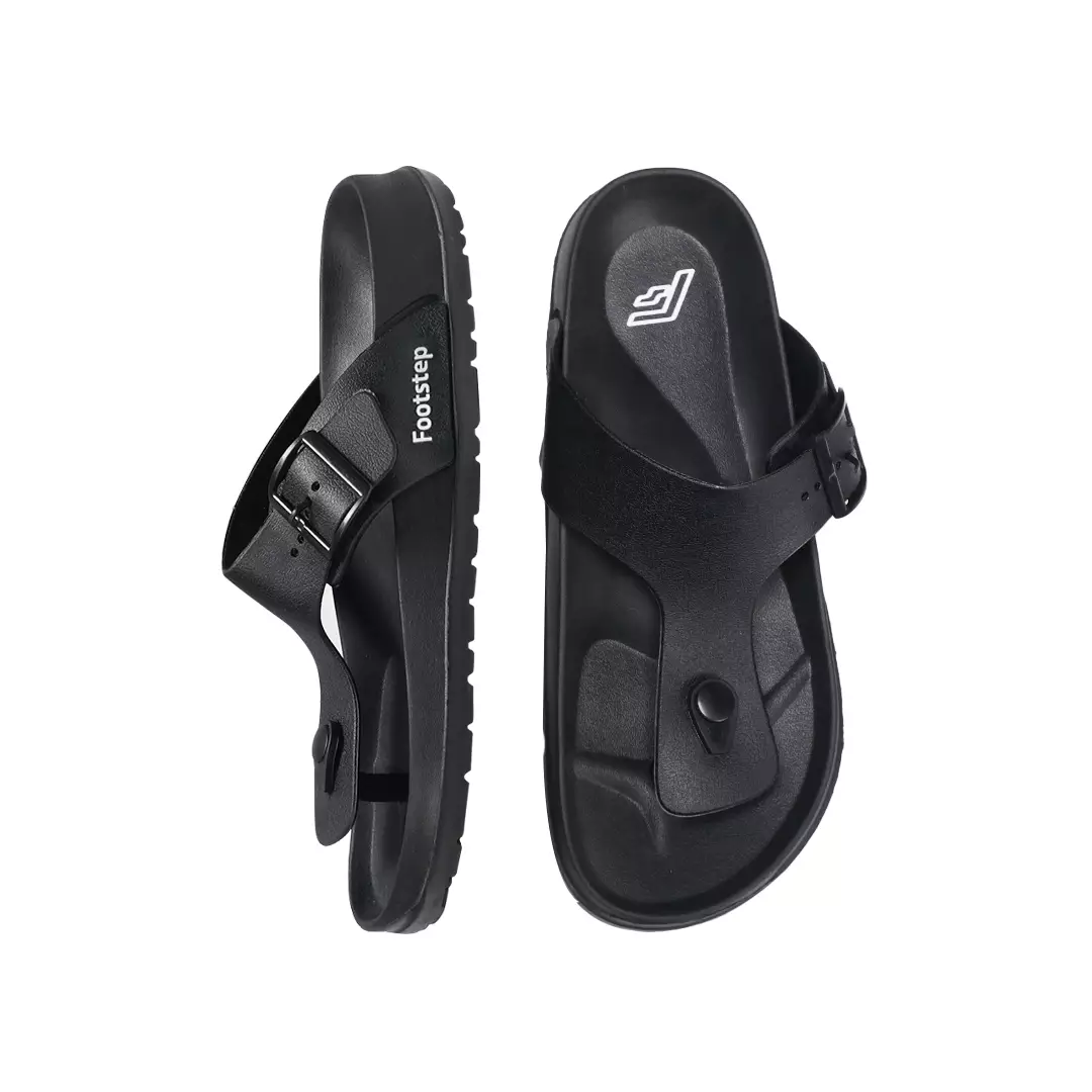 Sandal Pria Slide Footstep Footwear Aruna Black