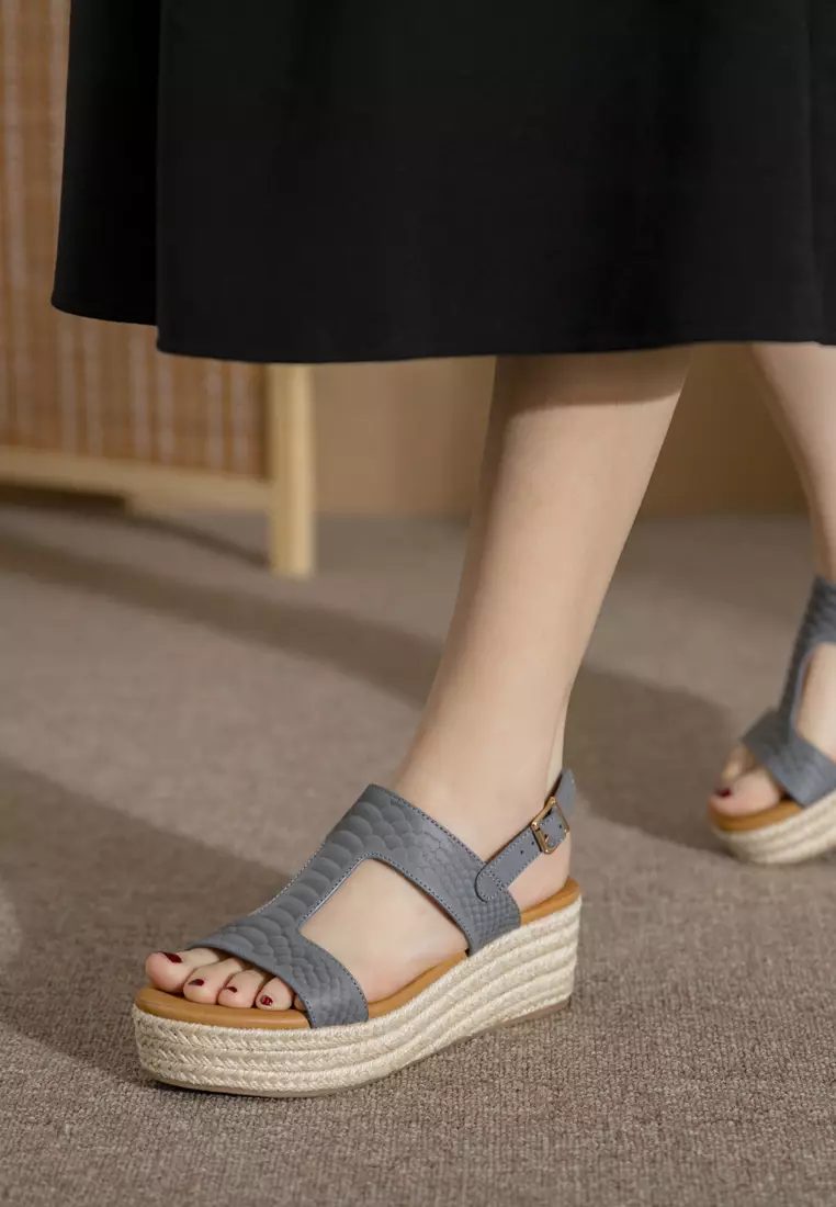Texture Strap Wedge Espadrilles ALM3035-4