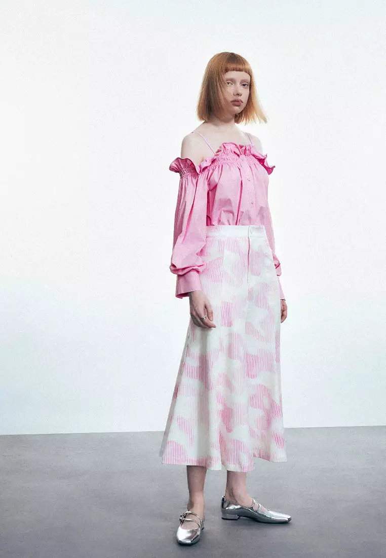 Frill Trim Off-Shoulder Shirt