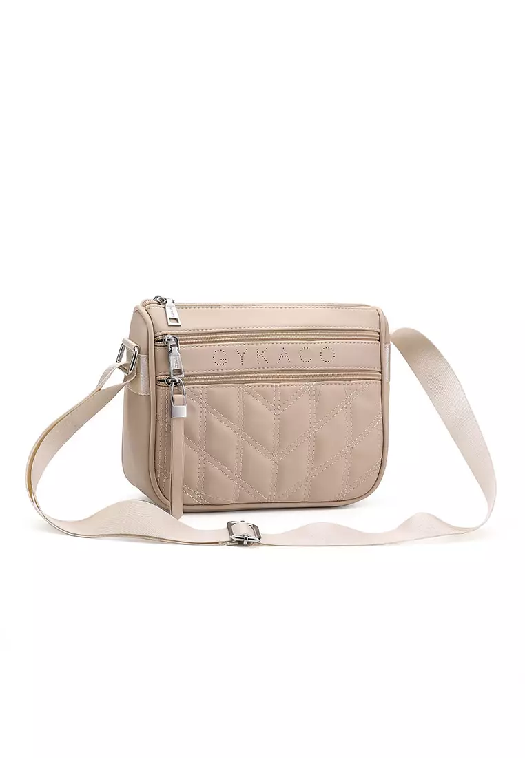 GYKACO FUMIKO Beige - Tas Wanita Sling Bag - Fashion Top Handle Bag (Import)