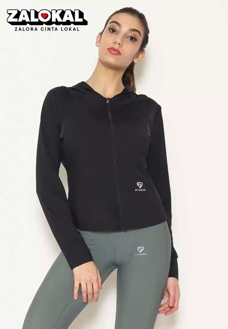 Fitwear - Jaket Olahraga Wanita DRYFIT NATASHA SLIMFIT ANTI UV - BLACK