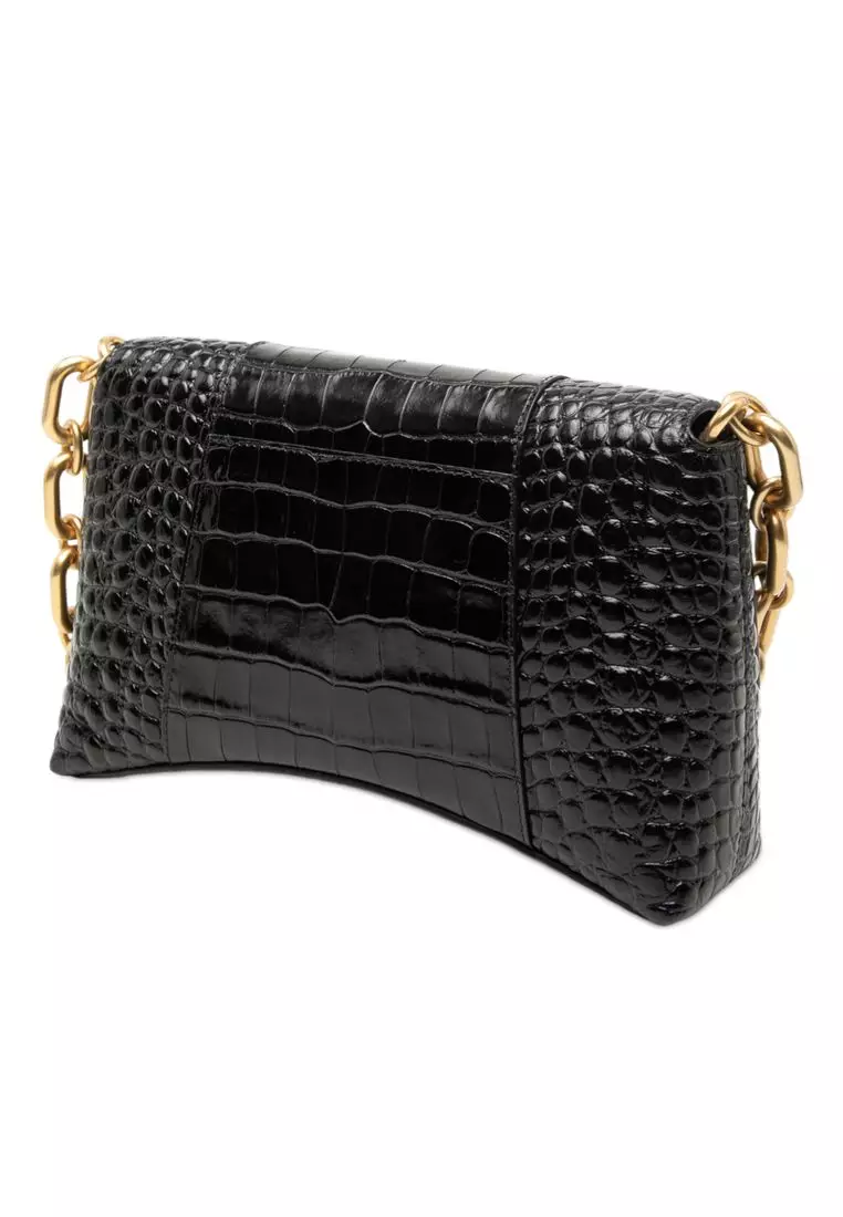 Pre-Loved Balenciaga Croc Embossed Leather Downtown Crossbody Xs