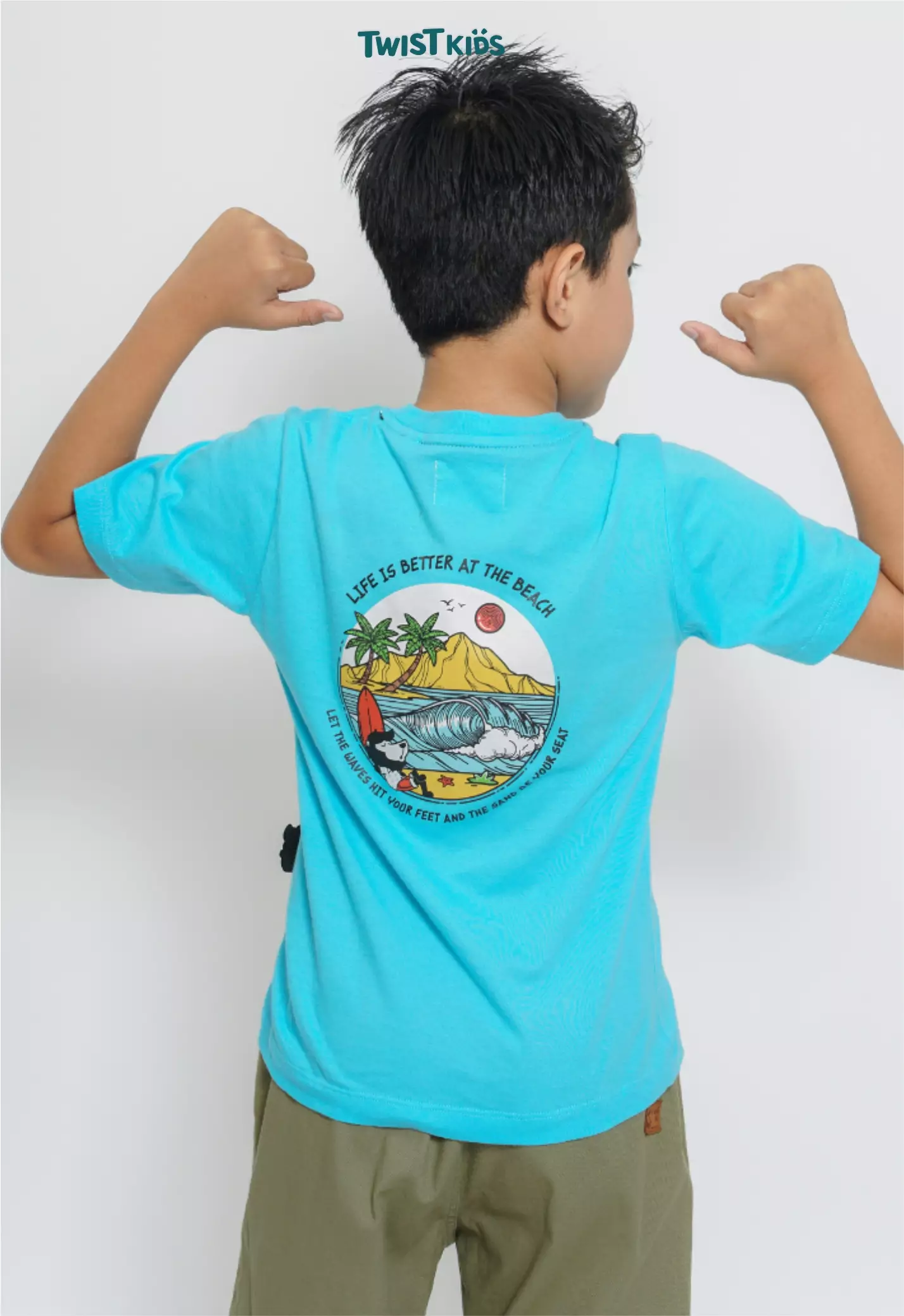 Twist Kids [Official Store] - Summer Splash Series, Dylan C, Atasan/Tshirt/Kaos Oblong, Baju Pantai Anak Laki-Laki (usia 4-14 tahun) Warna Biru (Blue)