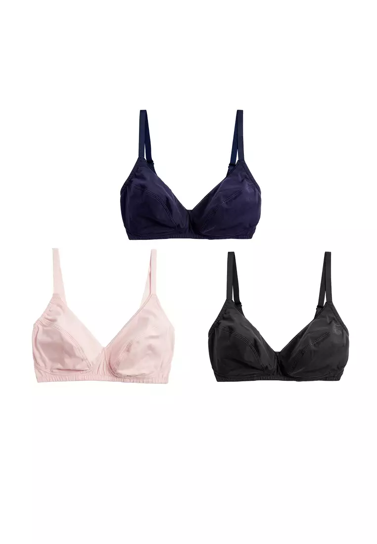 Buy Marks & Spencer Cotton With Cool Comfort Non Wired Bra - Black