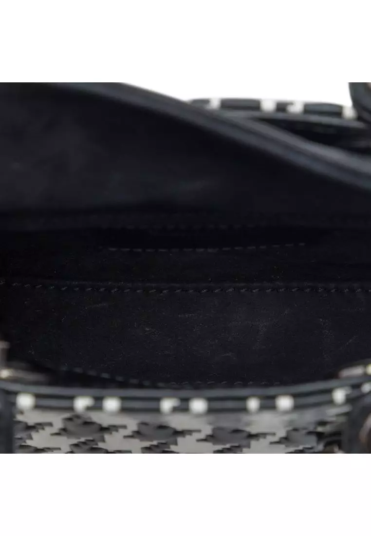 Pre-Loved Dior Micro Calfskin Houndstooth Embossed Macro Lady Dior