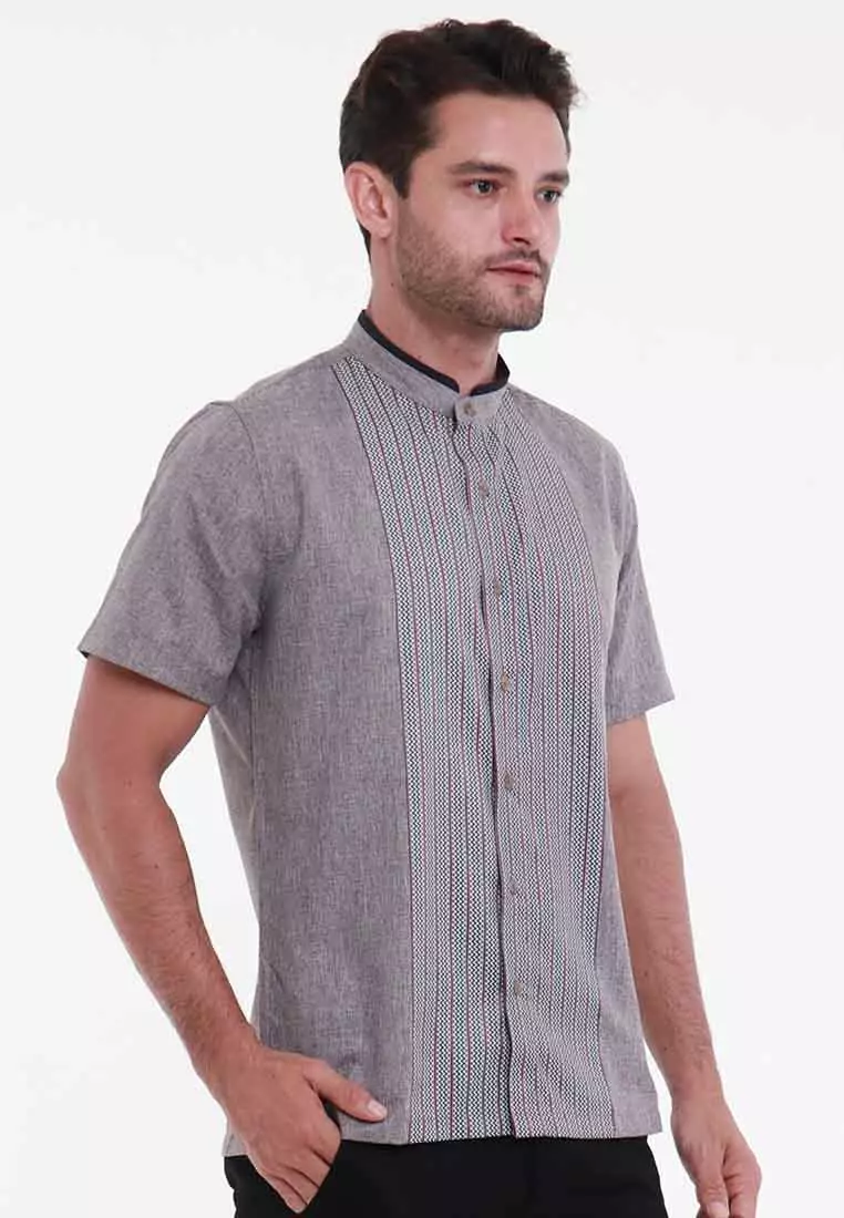 MAGINOT AHKAM GREY Koko Slim Fit Lengan Pendek