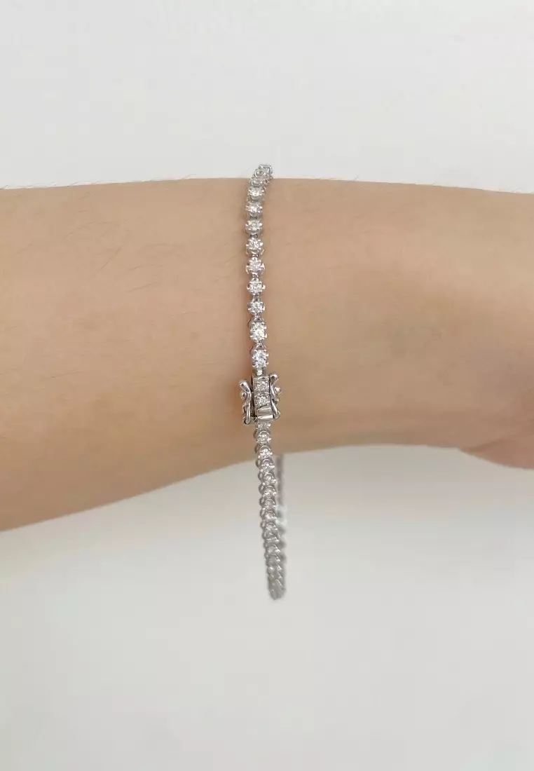 Raffinato Slim Diamond 18K White Gold Tennis Bracelet