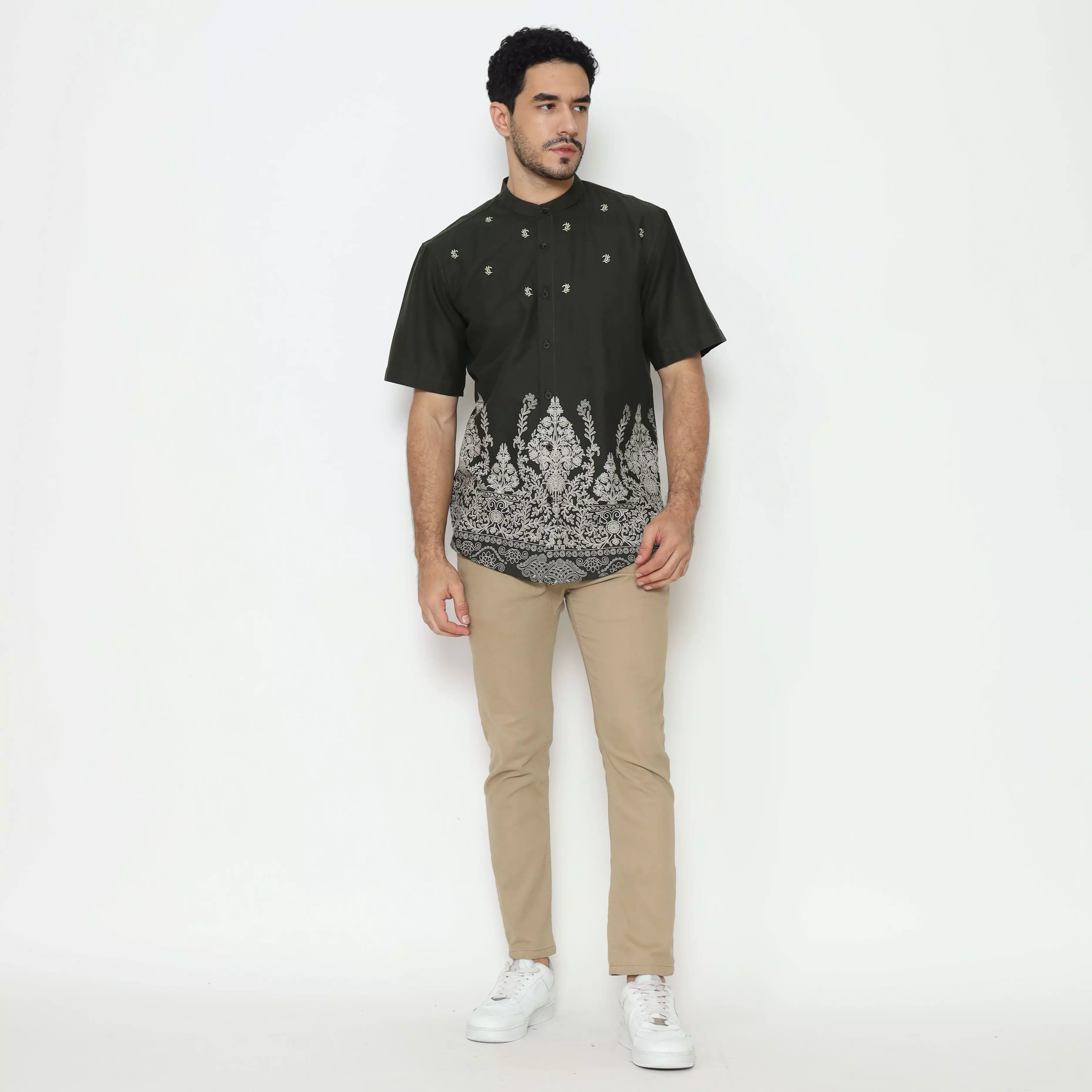 AMK Kemeja Koko Pria Lengan Pendek KK Hasan S/S Olive