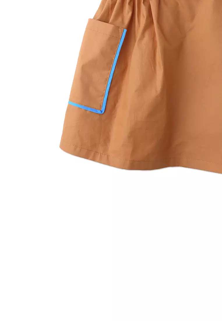 Girls Peter Pan Collared Dress With Contrast Piping