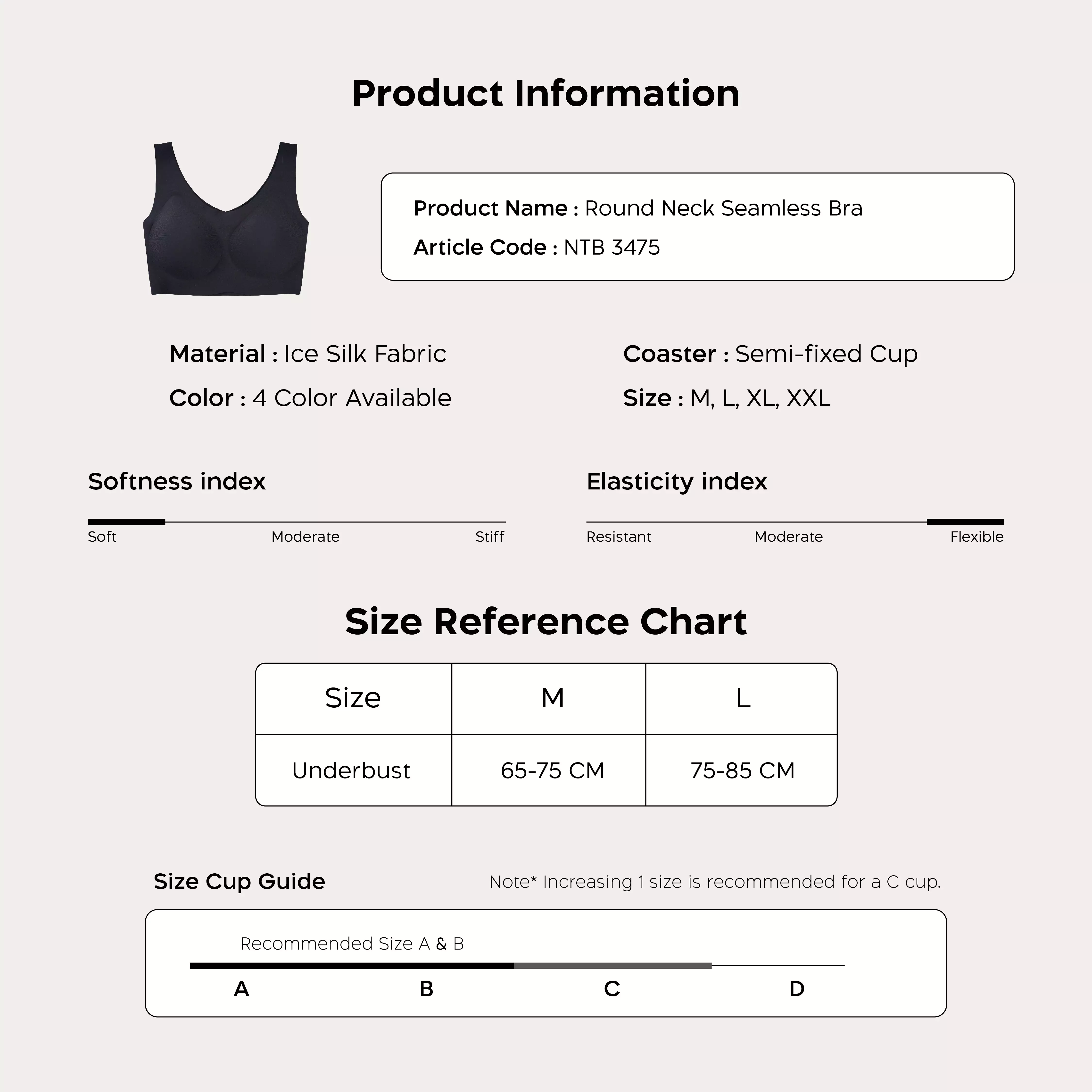 Nathalie Round Neck Vest-Style Bra NTB 3475 - Coklat Muda