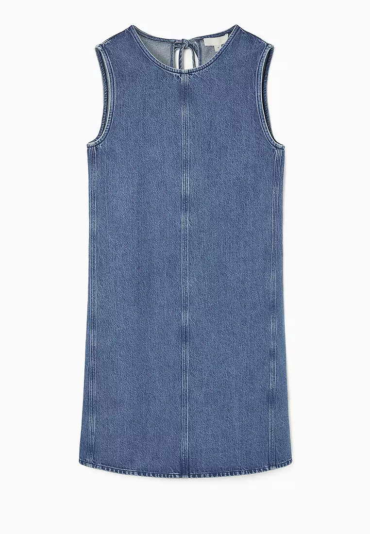 Paneled Denim Shift Dress