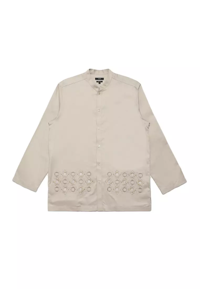 JOBB Hamza Baju Koko Pria Lengan Panjang Regular Fit Beige