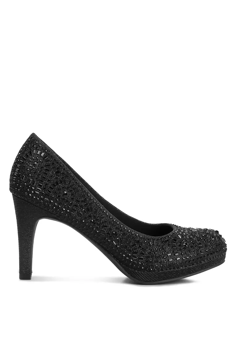 Discount on London Rag  shoes - SKU: Jolly Exquisite Rhinestone-Embellished Stiletto Pumps In Black