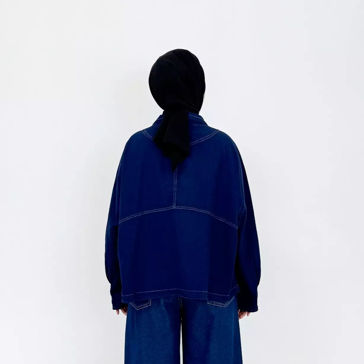 Jaket Denim Barrel Shirley - Outer Panjang Muslim Wanita