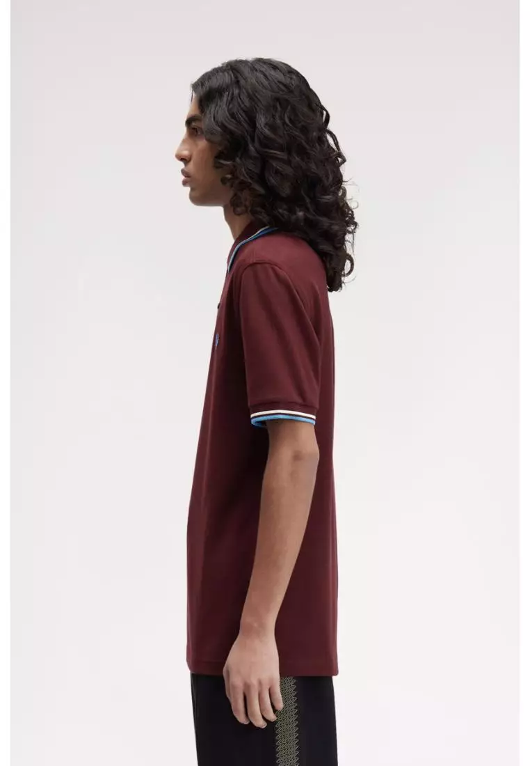 Fred Perry M3600 Twin Tipped Fred Perry Shirt (Oxblood / Ecru / Court Blue)