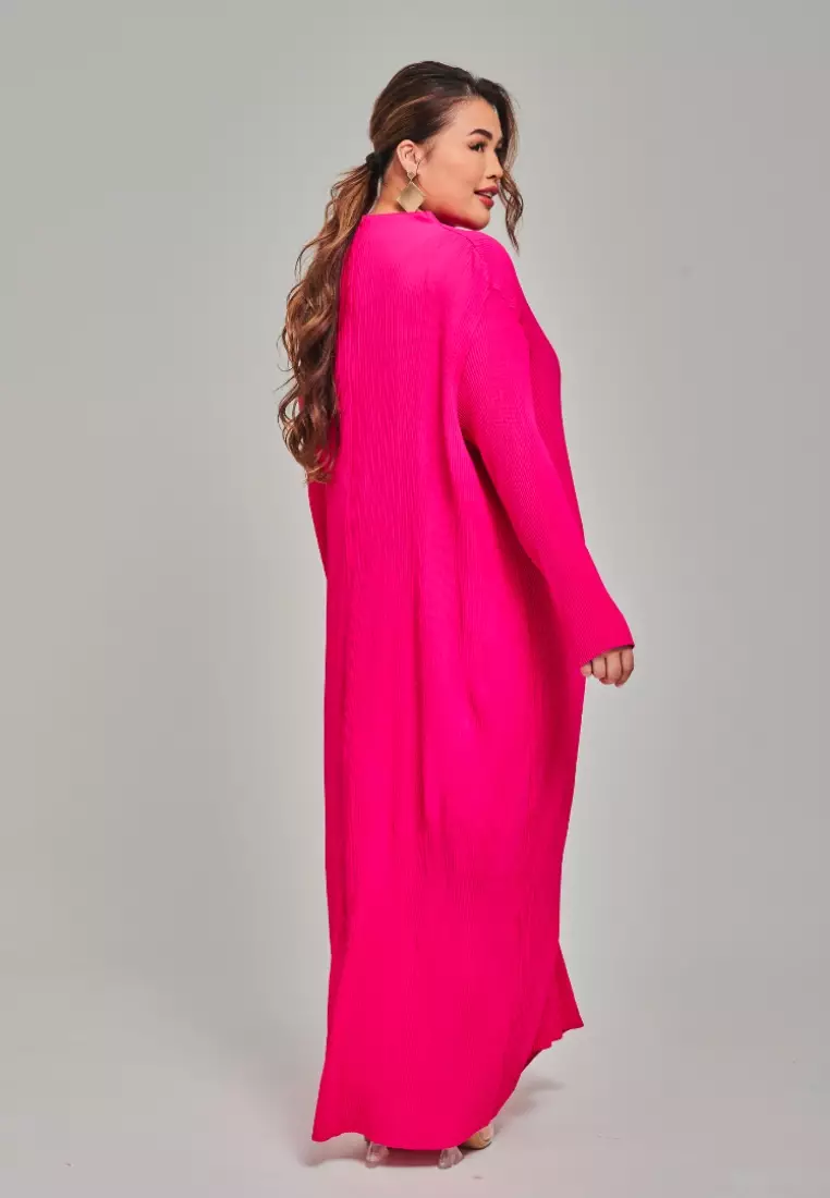 Fuchsia maxi sale dress with sleeves