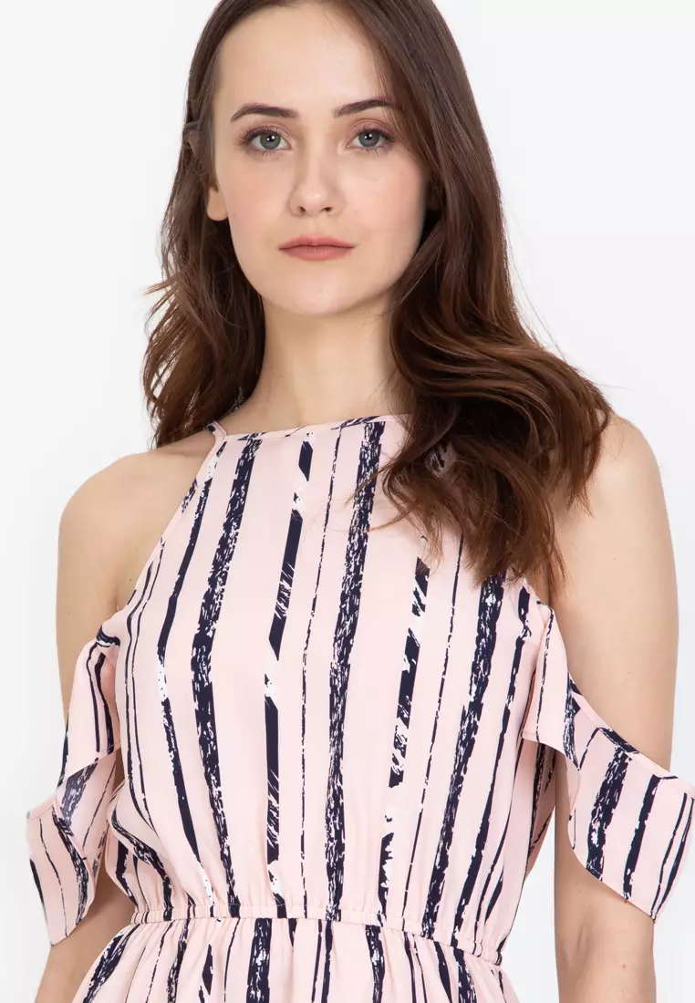 Cold Shoulder Elasticated Waist Top