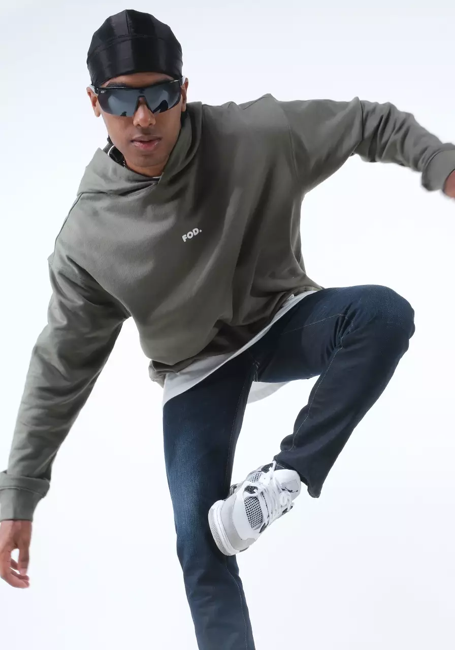 Sweater Hoodie Pria Zion Olive