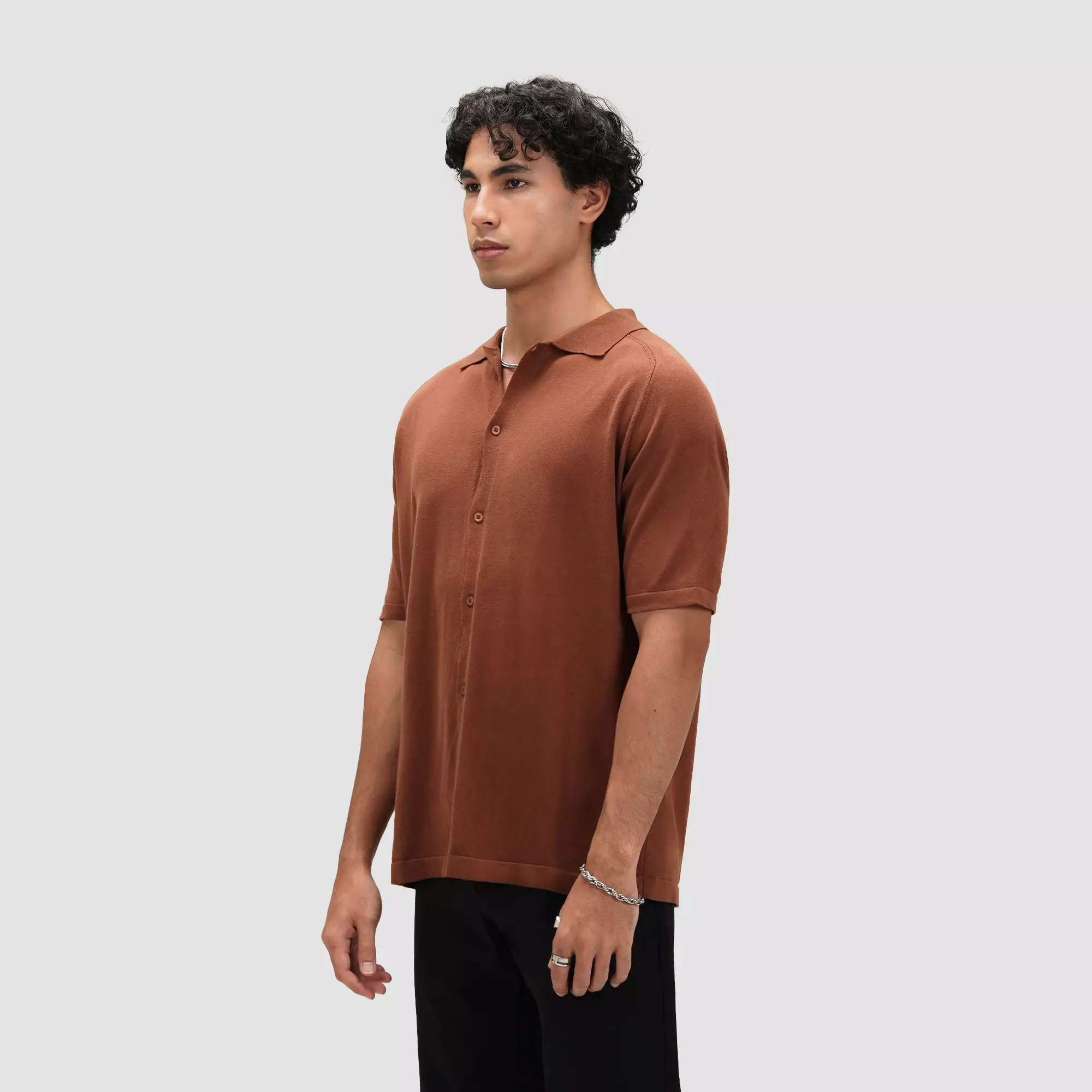 CELCIUS Relaxed Fit Kemeja Knit I31000421C Coklat