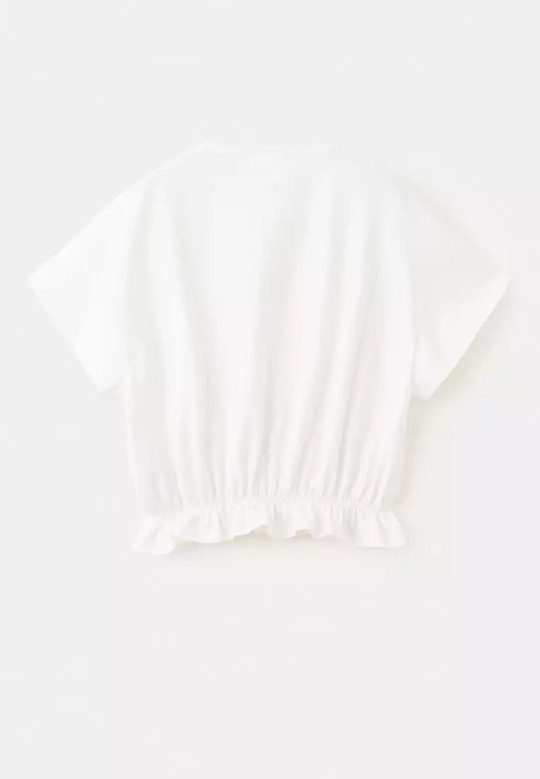 Cotton Ruched Hem T-Shirt