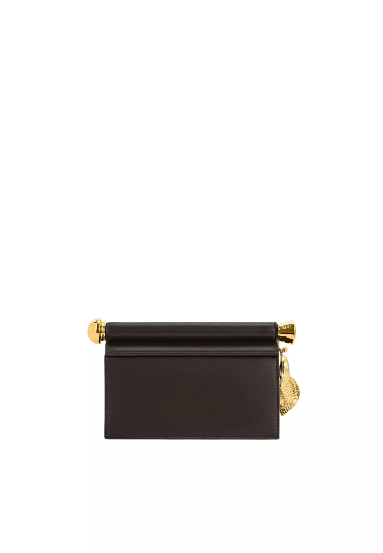 Holly Metal Pendant Embellished Clutch - Dark Brown
