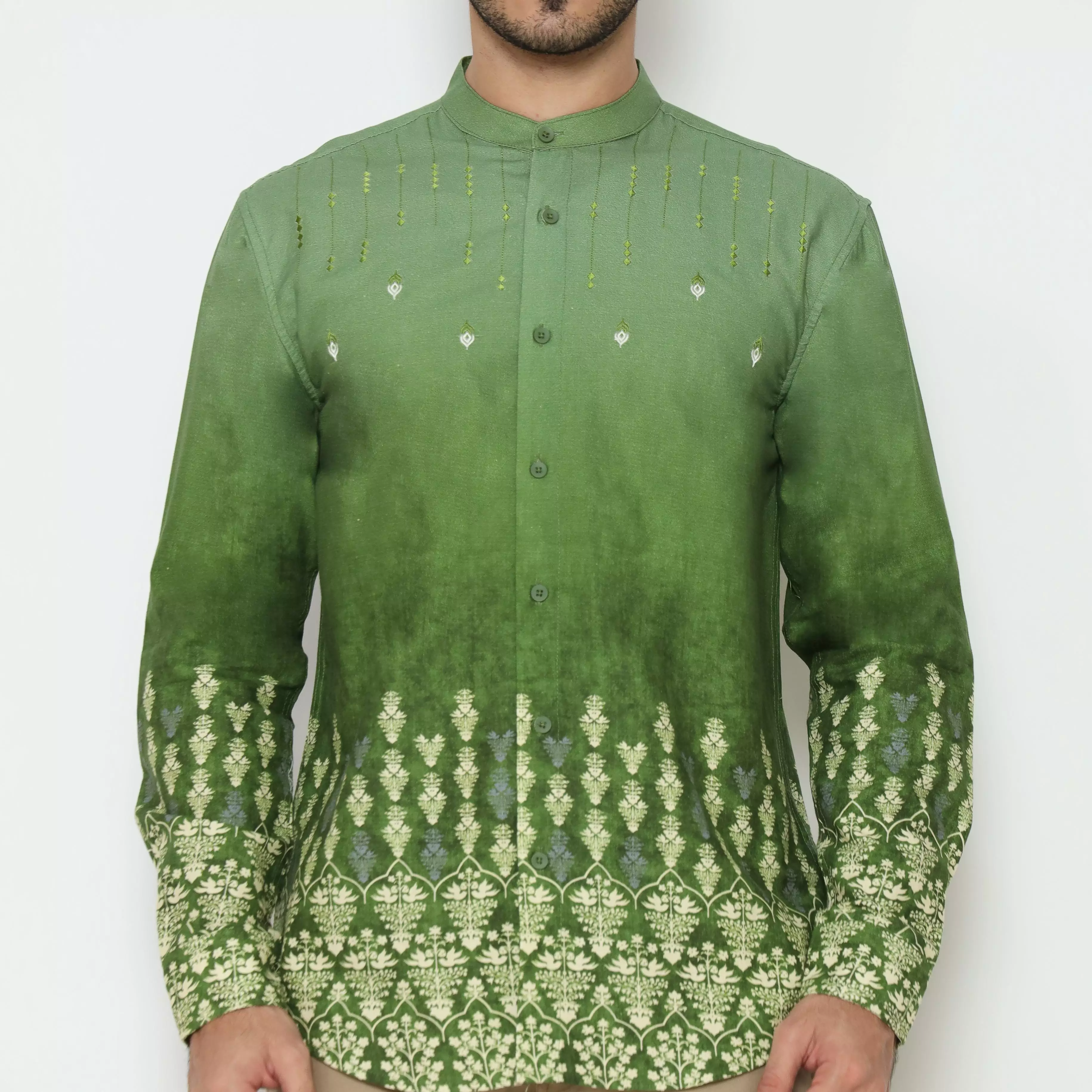 AMK Kemeja Koko Pria Lengan Panjang KK Ghazi L/s Green