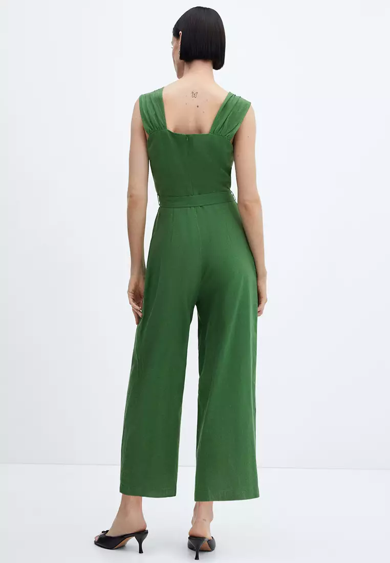 Buy Mango Belt Linen Jumpsuit Online ZALORA Malaysia