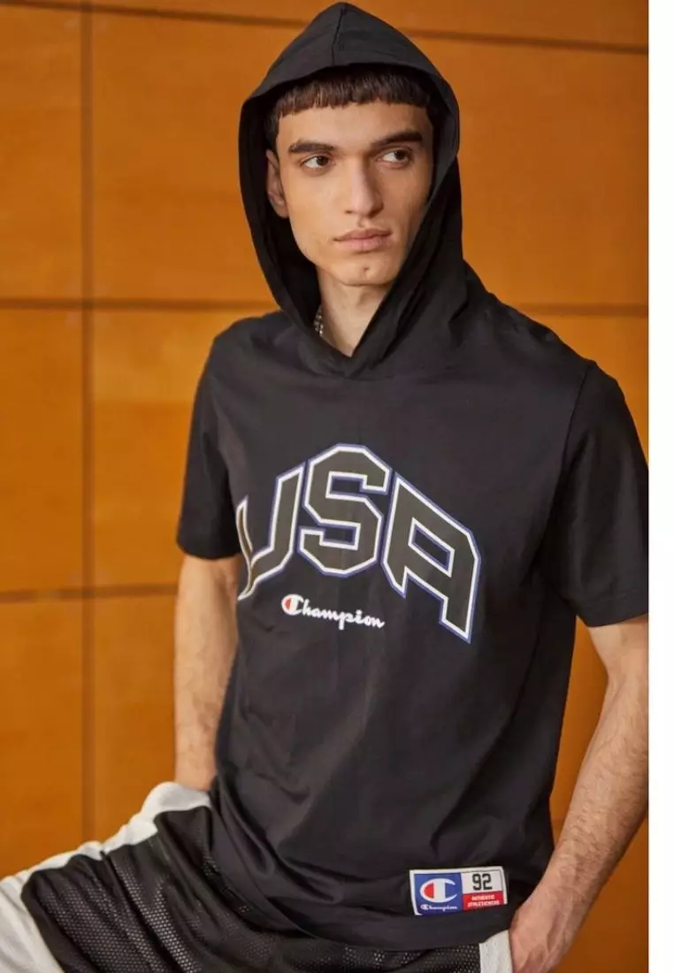 Graphic Crewneck Hooded T-Shirt