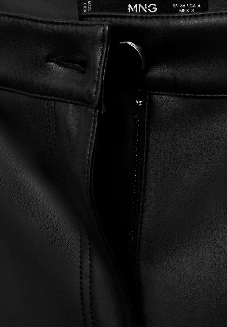 Leather-Effect Flared Trousers