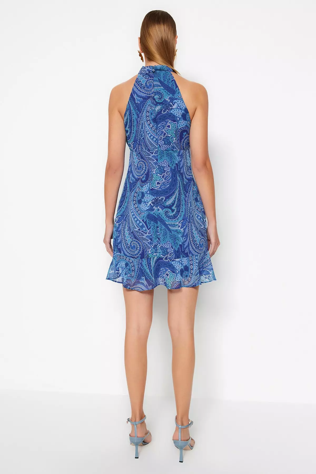 Stand-Up Collar Printed Dress