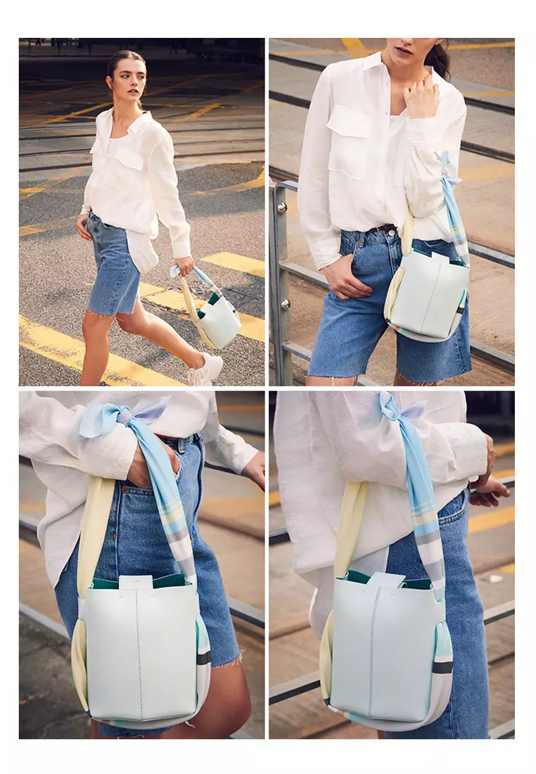 Terranova Felucca Mini Top Handle Bucket Bag in Mint Green/Spring Green