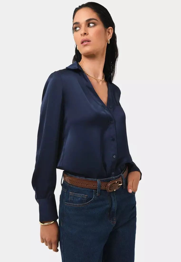 Lila V-neck Satin Blouse