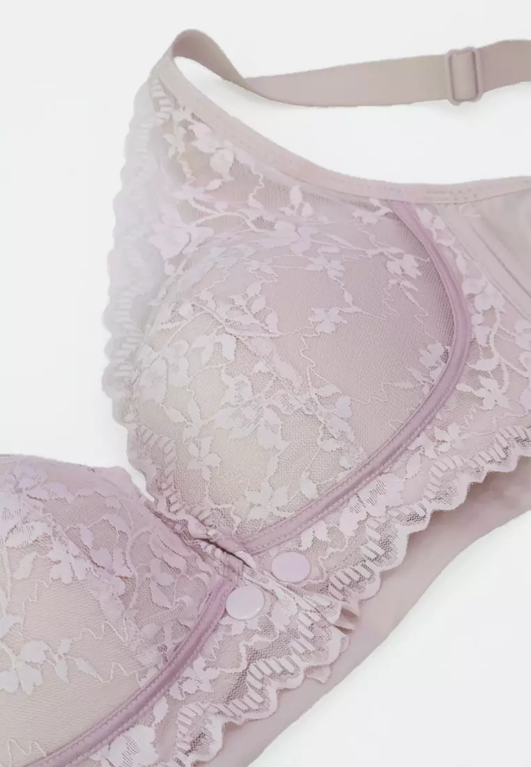 Lilac Lace Front Snap Nursing Bra